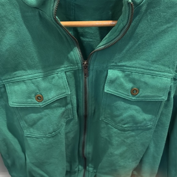 Green bomber style denim jacket - Picture 4 of 5